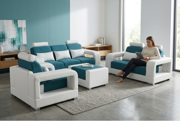 Sofa Couch Podkładka Żywy krajobraz Siedziba Meble Zestaw Ustawić 3+2+1 Sofy na USB