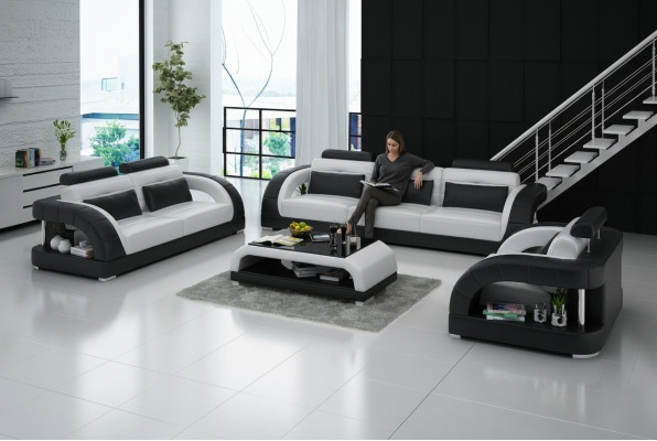 Designerska Sofa Skórzana Kanapa Obcios 3+2+1 miejsce do siedzenia Ustawić Zestaw sofowy Sofa USB