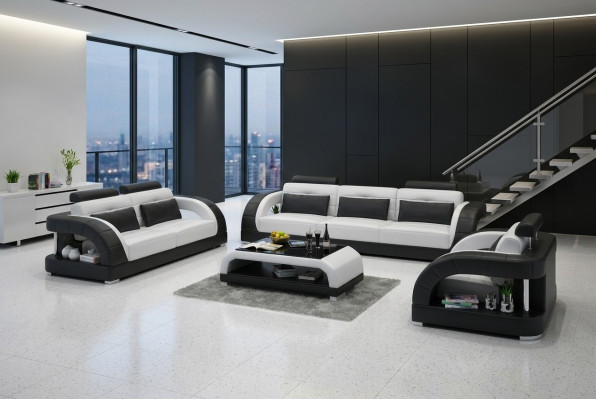 Designerska Sofa Skórzana Kanapa Obcios 3+2+1 miejsce do siedzenia Ustawić Zestaw sofowy Sofa USB