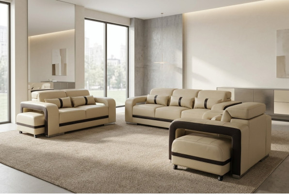 Sofa z USB,Skóra Couch Podkładka Ustawić 3+2+1 Siedziba Kompletny Zestaw Projektowy Nowy