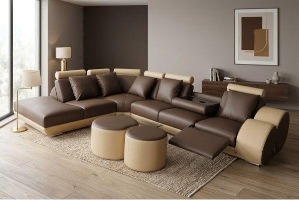 Design Skóra Podkładka Siedziba Skóra Podkładka Krajobraz Pokój Living Sofa Narożnik z USB
