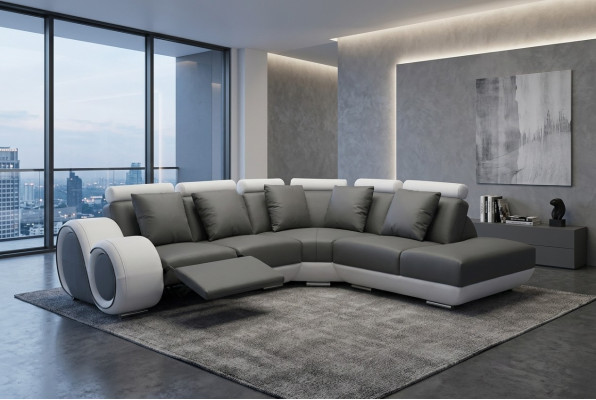 Skórzana sofa kanapa Żywy krajobraz Narożnik Ustawić Design Nowoczesna Sofa + USB Nowa Narożnikowa kanapa