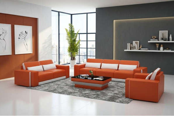 Skórzana sofa z USB, Kanapa Żywy krajobraz Zestaw sofowy Sofa Ustawić Design Modern