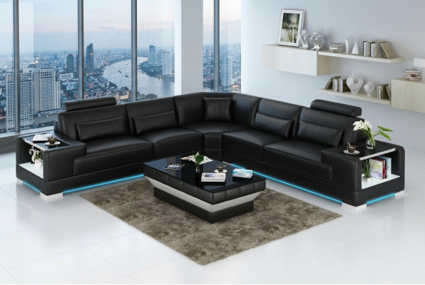Skórzana sofa kanapa Żywy krajobraz Narożnik kanapa Narożnik Ustaw Design Nowoczesna Sofa z USB