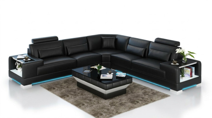 Skórzana sofa kanapa Żywy krajobraz Narożnik kanapa Narożnik Ustaw Design Nowoczesna Sofa z USB