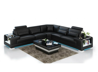 Skórzana sofa kanapa Żywy krajobraz Narożnik kanapa Narożnik Ustaw Design Nowoczesna Sofa z USB