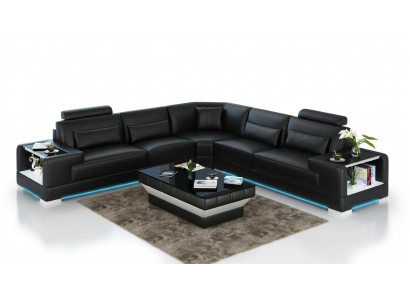 Skórzana sofa kanapa Żywy krajobraz Narożnik kanapa Narożnik Ustaw Design Nowoczesna Sofa z USB