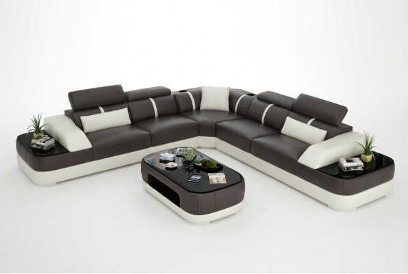Skórzana sofa Podkładka Siedziba Narożnik Sofa Ustawić Żywy krajobraz Salon Kanapa na USB