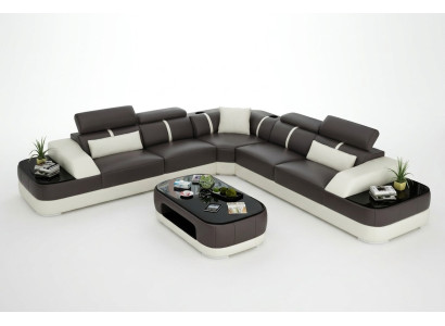 Skórzana sofa Podkładka Siedziba Narożnik Sofa Ustawić Żywy krajobraz Salon Kanapa na USB