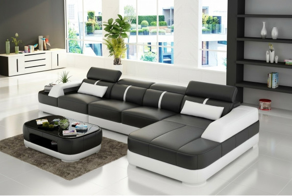 Skórzana sofa Podkładka Siedziba Narożnik Sofa Ustawić Żywy krajobraz Salon Kanapa na USB