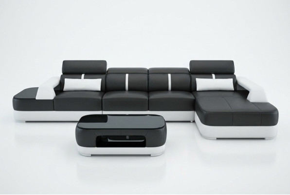 Skórzana sofa Podkładka Siedziba Narożnik Sofa Ustawić Żywy krajobraz Salon Kanapa na USB