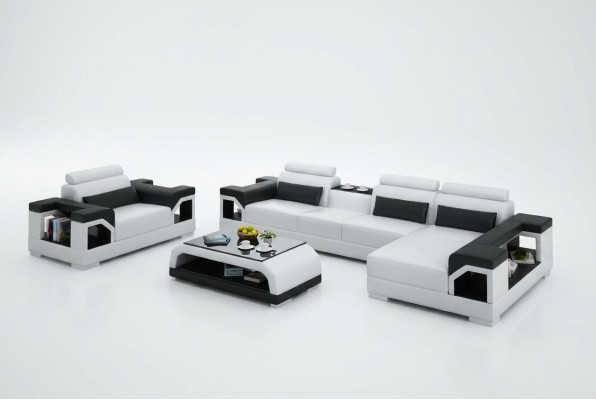 Sofa skórzana Żywy krajobraz Narożnikowa kanapa Fotel Couch Ustaw Design Nowoczesna Sofa + USB