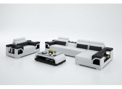 Sofa skórzana Żywy krajobraz Narożnikowa kanapa Fotel Couch Ustaw Design Nowoczesna Sofa + USB