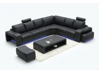 Designerska skórzana sofa z USB Couch Żywy krajobraz Narożnikowa kanapa Narożnik Moderne Ustawić Nowość