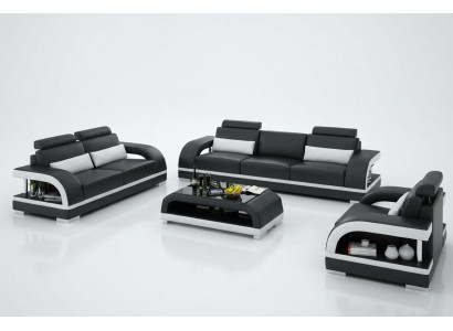 Designerski Zestaw sofowy Skórzana Sofa USB Zestaw 3+2+1 Ustawić Sofę Kanapę Nowe Obcios