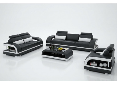 Designerski Zestaw sofowy Skórzana Sofa USB Zestaw 3+2+1 Ustawić Sofę Kanapę Nowe Obcios