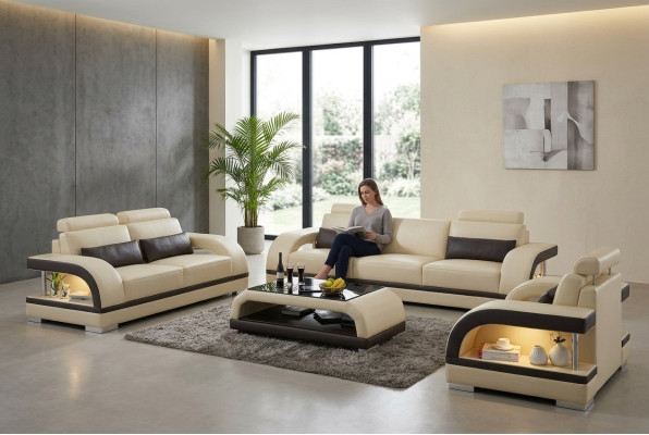 Designerski Zestaw sofowy skórzana sofa z zestawem USB 3+2+1 Ustawić Sofę Sofę Obcios