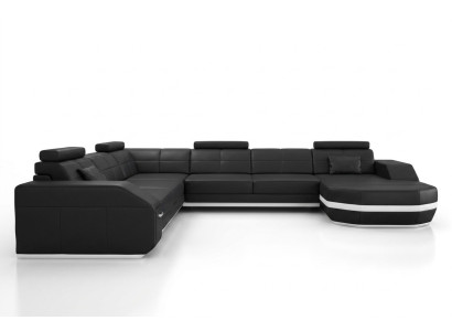 Skórzana sofa Narożnikowa kanapa Żywy krajobraz Narożnikowa kanapa Narożnik Podkładka Siedziba Narożnik Nowość USB+LED