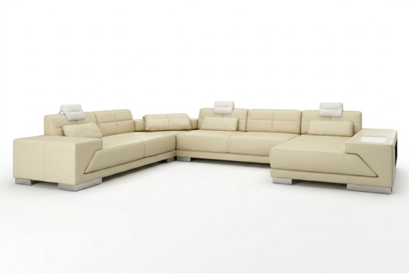 Skórzana sofa z USB Couch Podkładka Narożnik Żywy krajobraz Narożnikowa kanapa Design Skóra New LED