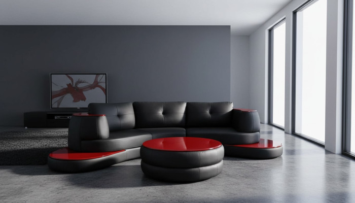 Projektant Okrągły USB Narożnikowa kanapa Żywy krajobraz Sofa okrągła Sofa skórzana Kanapa Sofa w kształcie litery U