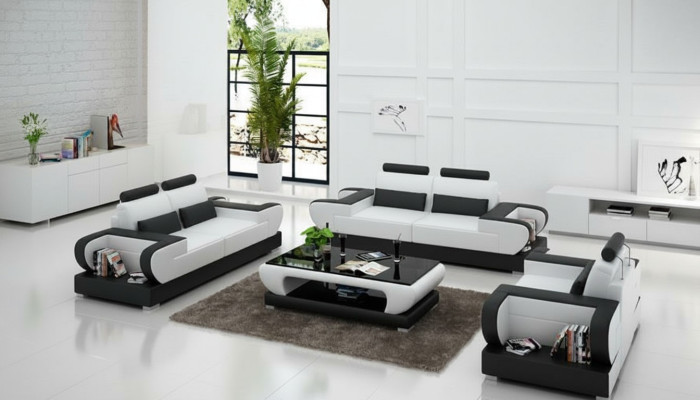 Skórzana sofa kanapa Żywy krajobraz 3+2+1 miejsce do siedzenia Ustawić Design Nowoczesna Sofa na USB