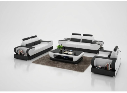 Skórzana sofa kanapa Żywy krajobraz 3+2+1 miejsce do siedzenia Ustawić Design Nowoczesna Sofa na USB