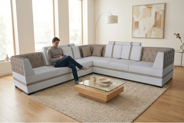 Skórzana Sofa Kanapa Żywy krajobraz Narożnik Ustawić Design Nowoczesna Sofa USB L Kształt A1128