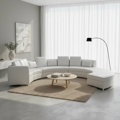 Skórzana sofa kanapa Żywy krajobraz Narożnik kanapa Narożnik Ustaw Design Nowoczesna Sofa USB A1102