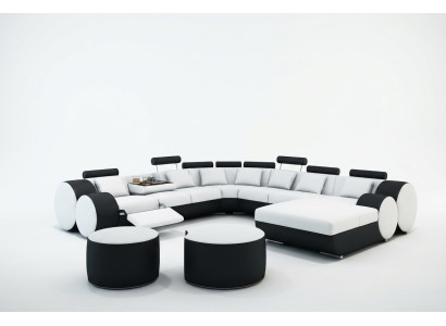 Designerska skórzana sofa + USB Big Żywy krajobraz Sofa Podkładka Ustawić Narożnikowa kanapa