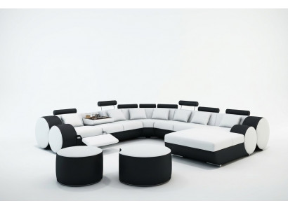 Designerska skórzana sofa + USB Big Żywy krajobraz Sofa Podkładka Ustawić Narożnikowa kanapa