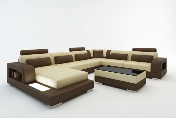 XXL Duża Żywy krajobraz Sofa z USB Podkładka Skóra Sofa Ustawić Kanapy Light