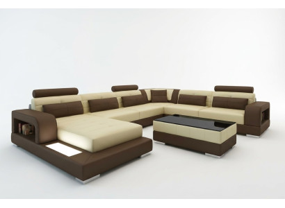 XXL Duża Żywy krajobraz Sofa z USB Podkładka Skóra Sofa Ustawić Kanapy Light