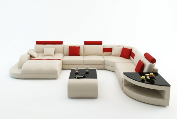 Wielofunkcyjna duża skórzana sofa XXL z USB, Narożnik Żywy krajobraz Narożnikowa kanapa Podkładka