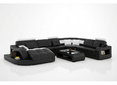 Projektant Narożnikowa kanapa z rozkładaną kanapą Żywy krajobraz skórzana sofa w kształcie litery U z USB