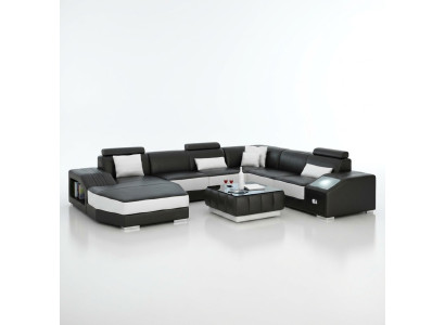 Żywy krajobraz Narożnikowa kanapa z USB Sofa skórzana Sofa Sofa Podkładka Siedziba Narożnik Ustawić !