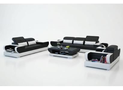 Zestaw sofowy Couch Podkładka Skóra Siedziba Ustawić 3+2+1 Zestaw Nowoczesna Sofa na USB