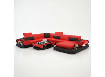 Narożnik kanapa kanapa funkcjonalna sofa + USB U kształt sztuczna skóra beżowa funkcja spania