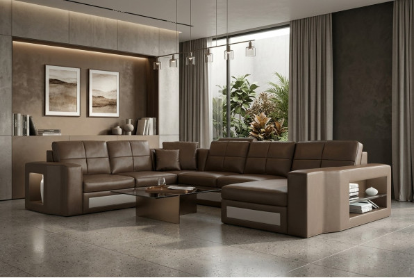 Design Żywy krajobraz skórzana sofa Narożnikowa kanapa narożnik Podkładka sofa Narożnik USB + LED