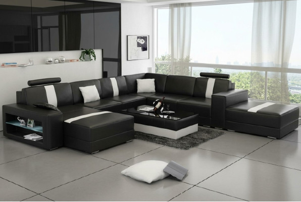 Narożnikowa kanapa Podkładka +USB Designerska Sofa Kanapa Modernde Sofy U Shape Skóra Zestaw narożny
