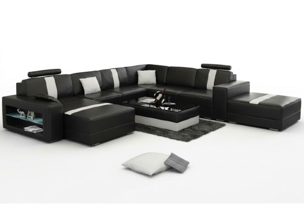 Narożnikowa kanapa Podkładka +USB Designerska Sofa Kanapa Modernde Sofy U Shape Skóra Zestaw narożny