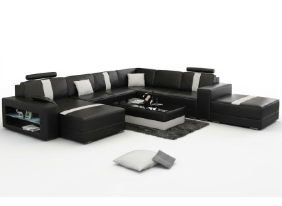Narożnikowa kanapa Podkładka +USB Designerska Sofa Kanapa Modernde Sofy U Shape Skóra Zestaw narożny