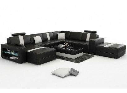 Narożnikowa kanapa Podkładka +USB Designerska Sofa Kanapa Modernde Sofy U Shape Skóra Zestaw narożny