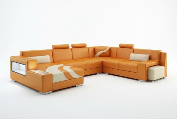 Narożnikowa kanapa Podkładka Designerska Sofa Zestaw narożny Couch Modernde Sofy U Shape Skóra +USB