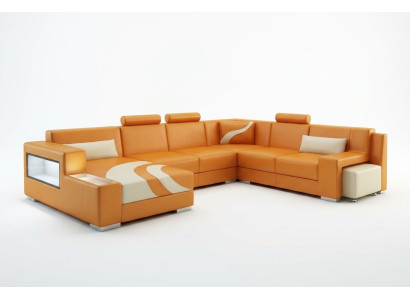 Narożnikowa kanapa Podkładka Designerska Sofa Zestaw narożny Couch Modernde Sofy U Shape Skóra +USB