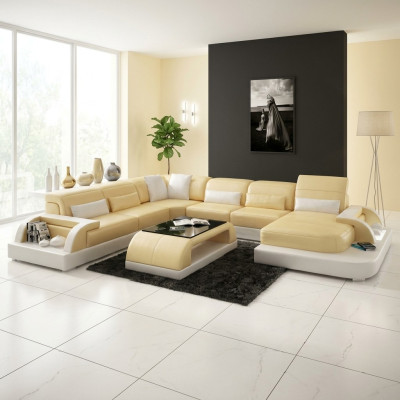 Narożnikowa kanapa Podkładka Sofa Zestaw narożny Couch Modernde Designerskie Sofy U Shape Skóra +USB