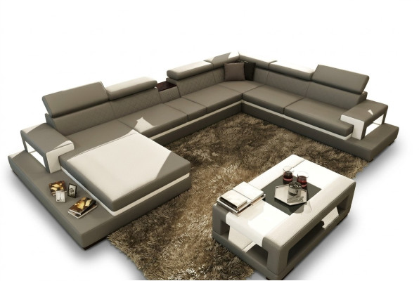 Skórzana sofa z USB, sofa Narożnikowa kanapa kanapa w kształcie litery U Żywy krajobraz projektant Siedziba Narożnik