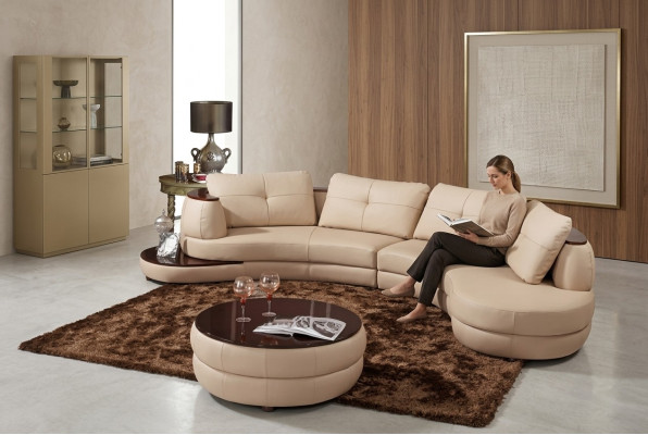 Nowoczesna okrągła kanapa Narożnikowa kanapa Okrągły Narożnik Podkładka Sofa Siedziba Ustawić Skóra Kanapa + USB