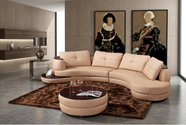 Nowoczesna okrągła kanapa Narożnikowa kanapa Okrągły Narożnik Podkładka Sofa Siedziba Ustawić Skóra Kanapa + USB