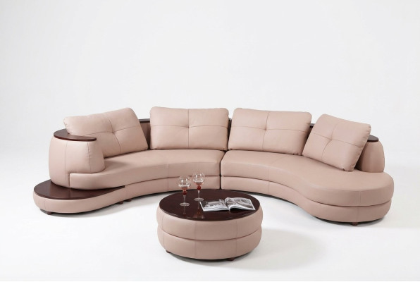 Nowoczesna okrągła kanapa Narożnikowa kanapa Okrągły Narożnik Podkładka Sofa Siedziba Ustawić Skóra Kanapa + USB