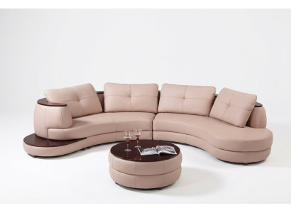Nowoczesna okrągła kanapa Narożnikowa kanapa Okrągły Narożnik Podkładka Sofa Siedziba Ustawić Skóra Kanapa + USB